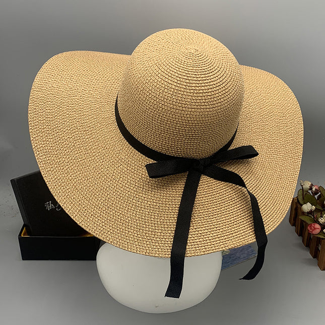 Foldable Sunshade Beach Hat for Traveling To The Beach Big Brim Straw Hat 