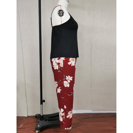 Wholesale Plus Size Ladies Pajamas Camisole Trousers Homewear Three-piece Set