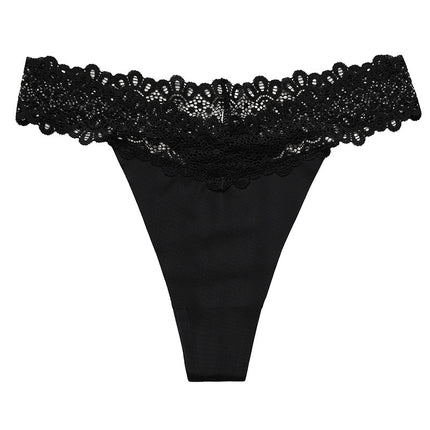 Wholesale Sexy Low Waist Panties Sexy Lace Stitching Cotton Crotch Ladies Thong