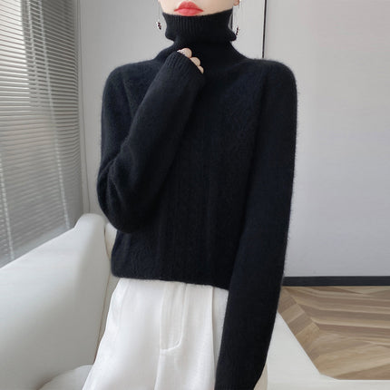 Wholesale Women's Loose Cable Tie Thickened Turtleneck Wool Sweater