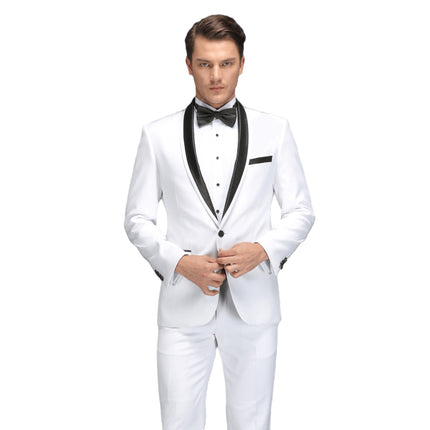 Wholesale Men's Gentleman's White Satin Round Neck Blazer Top