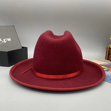 Wholesale Woolen Western Cowboy Hat British Retro Breathable Sun Shade Woolen Hat 