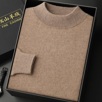 Wholesale Men's Thickened Warm Seamless Half Turtleneck Cashmere Sweater