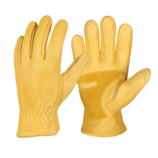 Wholesale Yellow Cowhide Motorcycle Outdoor Riding Sports Leather Anti-slip Gloves