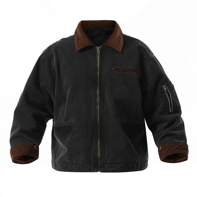 Wholesale Men's Winter Vintage High Quality Cotton Washed Loose Zipper Jackets