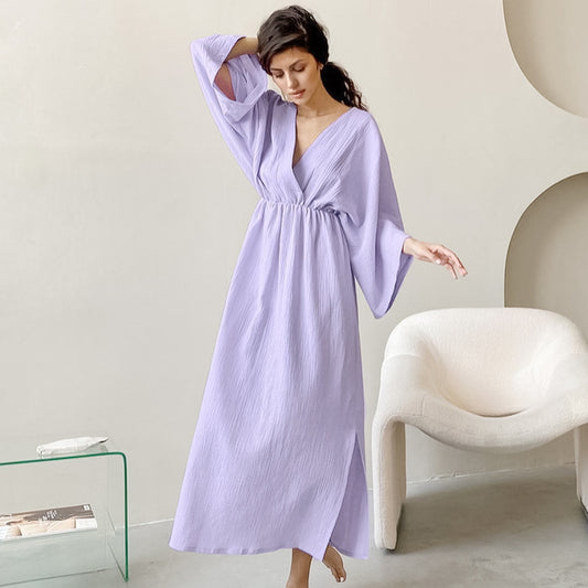Wholesale Women's Summer Loose Casual Fashionable V-neck Slit Maxi Dress