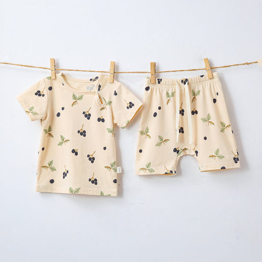 Wholesale Kids Set Baby Thin Cotton Short Sleeve Shorts Two Piece Set