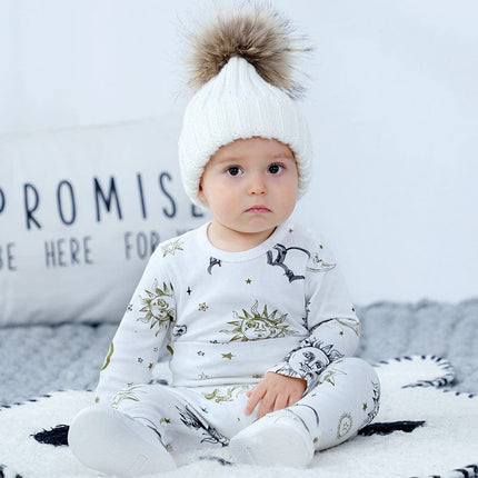 Wholesale Organic Cotton Baby Clothes Long Johns Newborn Thermals Two Piece Set