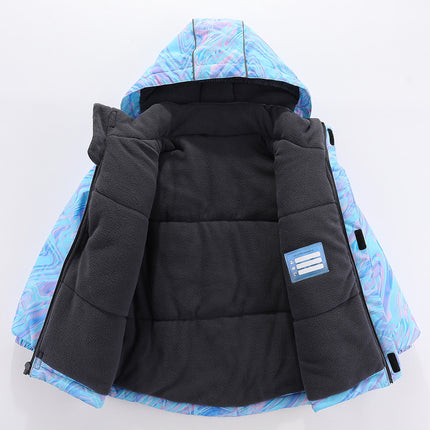 Wholesale Girls Winter Sports Thickened Warm Printed Jacket Ski Suit