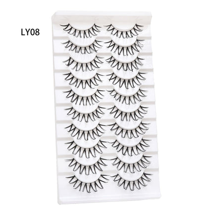 Multiple Pairs of False Eyelashes with Cross-shaped Sharpened Capillary Stems and Soft Stems