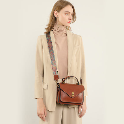Women's Genuine Leather Cowhide High-end Portable Shoulder Crossbody Messenger Bag 