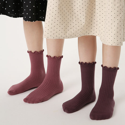 Wholesale 2 Pairs Kids Autumn Combed Cotton Edge Mid-calf Socks
