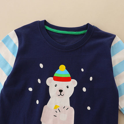 Wholesale Children's Autumn Cute Bear Print Long Sleeve Cotton T-Shirt