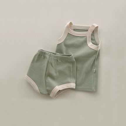 Wholesale Baby Girls Summer Cotton Sleeveless Tank Shorts Two-Piece Set