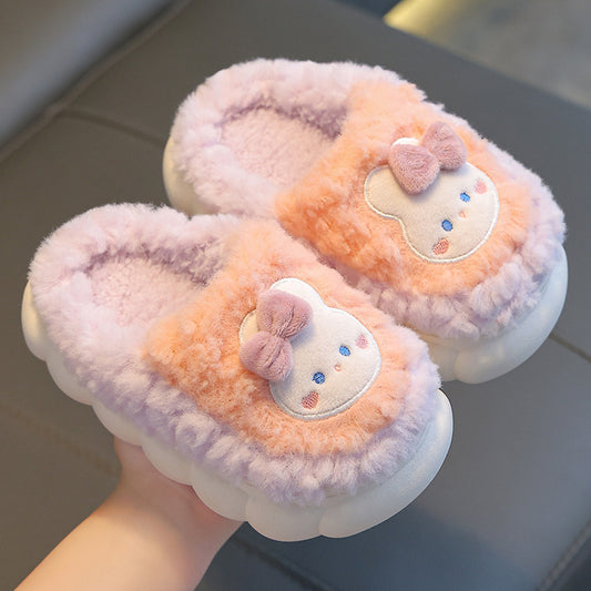 Wholesale Kids Winter Slippers Cute Cartoon Home Faux Fur Slippers 