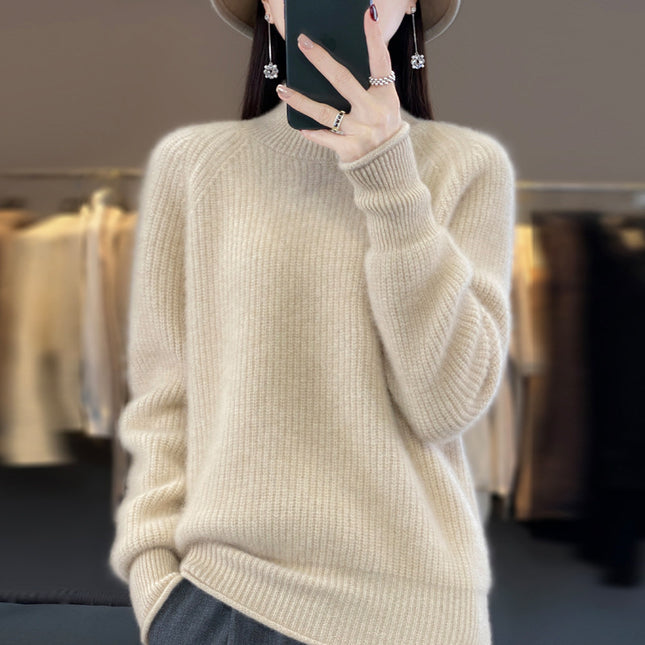 Wholesale Women's Rolled Half Turtleneck Loose Thickened Wool Sweater