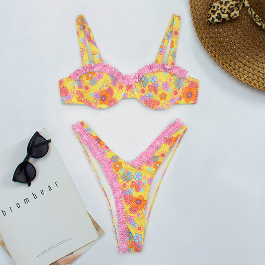Wholesale Women's Split Swimsuit Floral Bikini