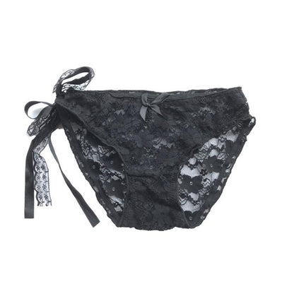 Wholesale Girly Black Lace Transparent Lace Trim Hollow Low Waist Panties