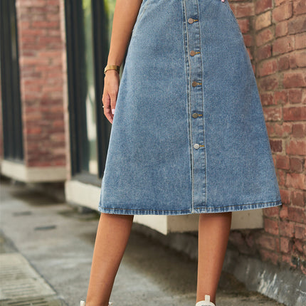Wholesale Women's Washed Denim One-breasted Skirt