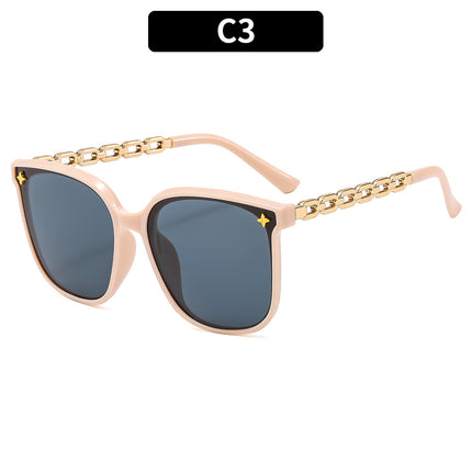 Fashionable Retro Chain Large Frame Square Personalized Vacation Sunglasses
