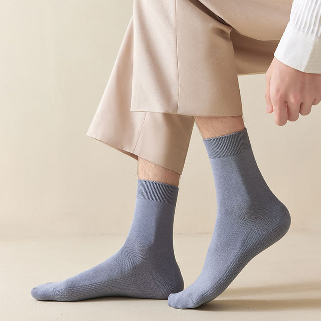 Wholesale Men's Autumn Winter Antibacterial Deodorant Casual Cotton Mid-calf Socks