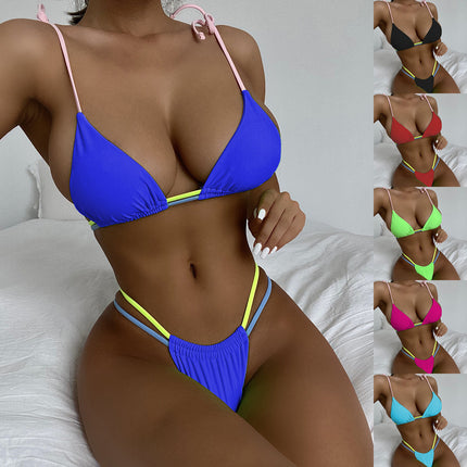 Wholesale Women's Strappy Bikini Solid Color Swimsuit
