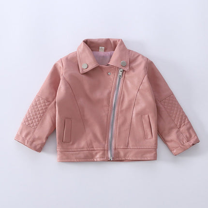 Wholesale Girls Spring Lapel Short PU Leather Jacket