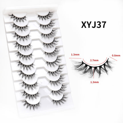 Wholesale 10 pairs of packaged slim multi-layered curled half-eye 3D false eyelashes