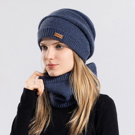 Wholesale Women's Winter Warm Knitted Pile Hat and Scarf Suit 