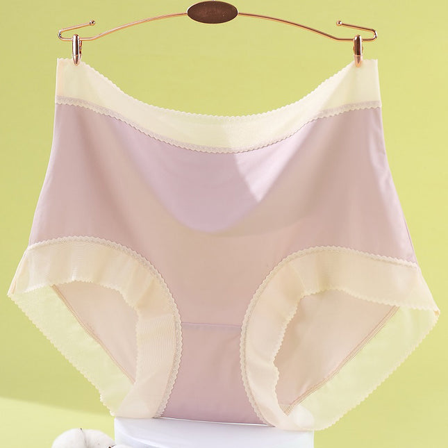 Women's High Waist Cotton Silk Antibacterial Traceless Large Size Panty