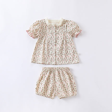 Newborn Baby Girls Floral Romper Infant Short-sleeved Bodysuit
