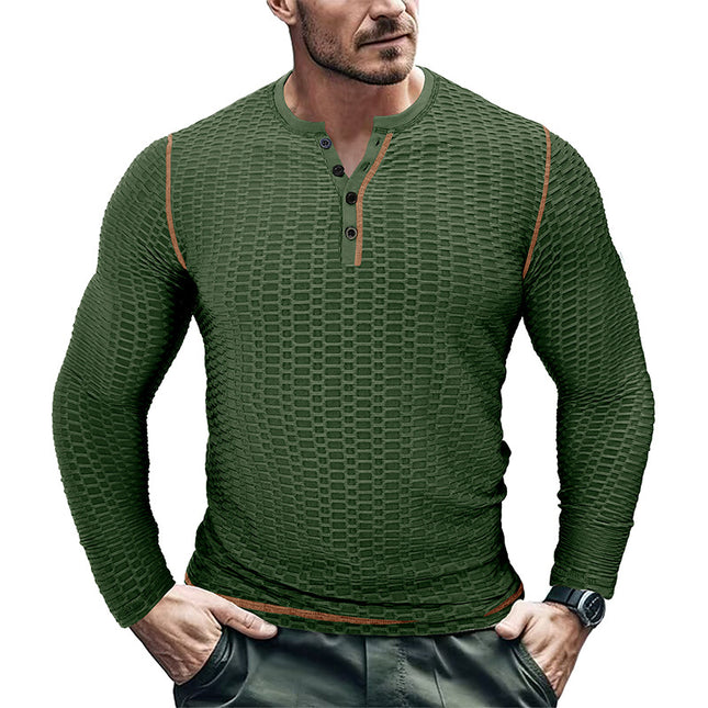 Men's Fall Winter Sports Fitness Long-sleeved Breathable Henley Shirt