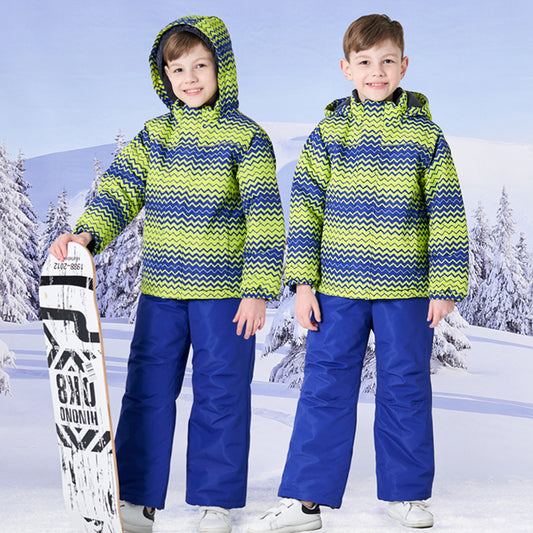 Wholesale Kids Printed Warm Ski Wear Outdoor Jacket Ski Wear Suit