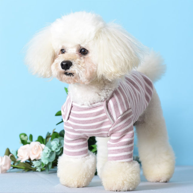 Pet Striped Stretch Bottoming Shirt Puppy Two-legged Hoodies Teddy Cat Clothes 