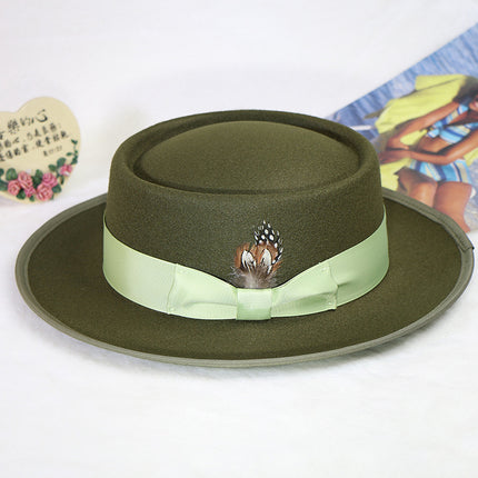 Men's and Women's Top Hats Woolen Hats British Jazz Hats with Lining 
