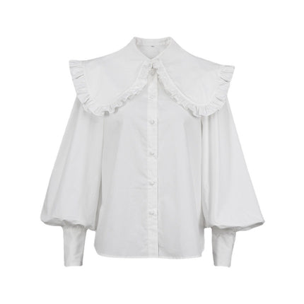Wholesale Ladies Doll Collar Casual White Shirt