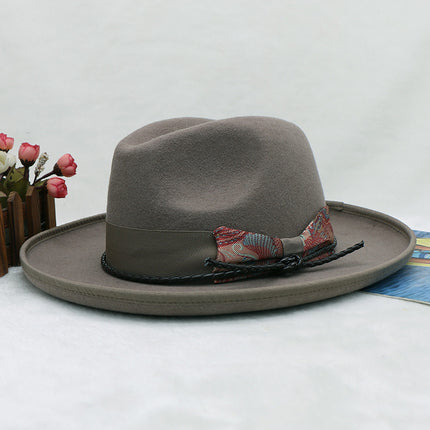 Wholesale Wool Felt Hat Men's Retro British Jazz Hat Feather Hat