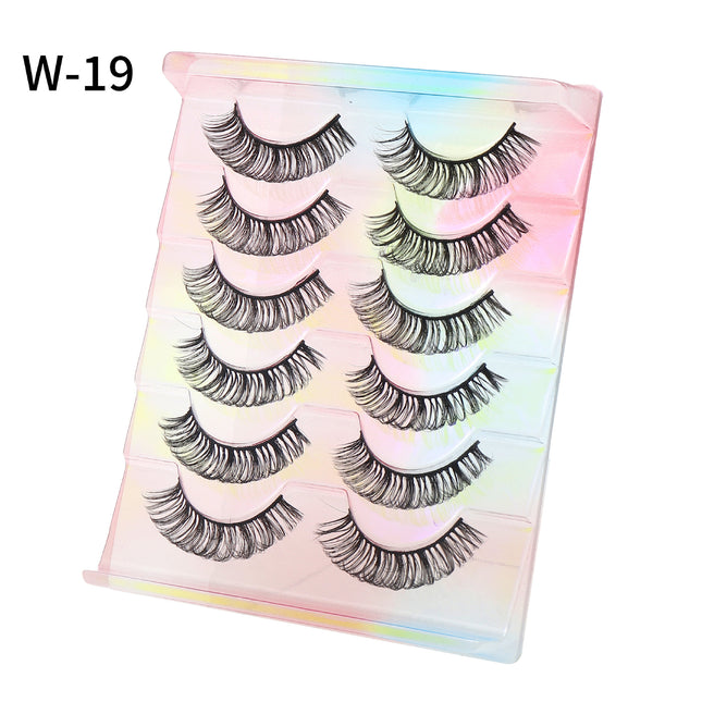 Wholesale A Box of 6 Pairs of Russian Curling DD Curved Natural Short D Curled Eyelashes