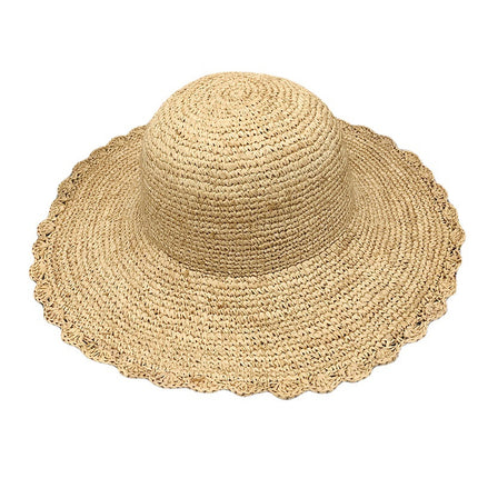 Wholesale Handmade Raffia Wide Brim Beach Sunshade Vacation Straw Hat 