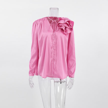 Wholesale Ladies Spring Detachable Collar Long Sleeve Blouse