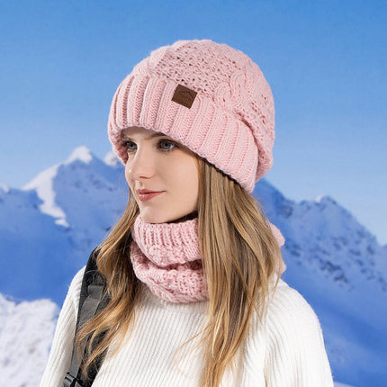 Wholesale Women's Winter Cold-proof Warm Knitted Hat and Scarf Set