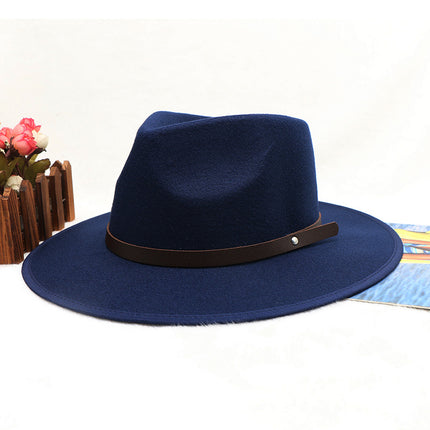 Men's and Women's Winter Wool Retro Woolen Flat-brimmed Large-brimmed Hat 