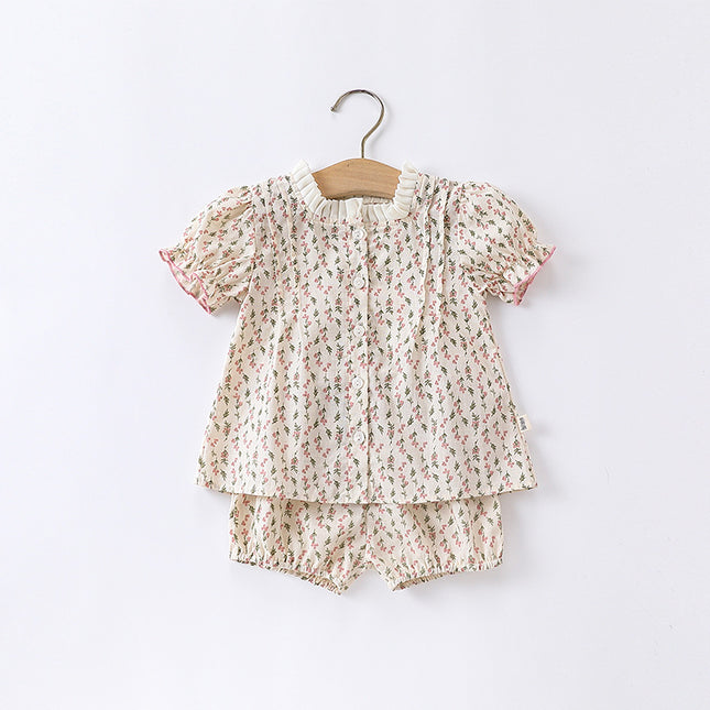 Newborn Baby Girls Floral Romper Infant Short-sleeved Bodysuit
