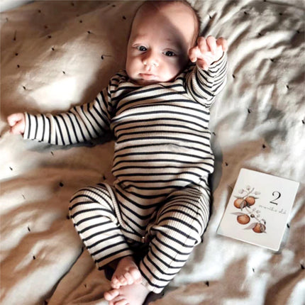 Newborn Baby Romper Jumpsuit Long Sleeve Cotton Striped Babygrow