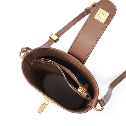 Women's Autumn and Winter Premium Genuine Leather Crossbody Mini Mobile Phone Bag 