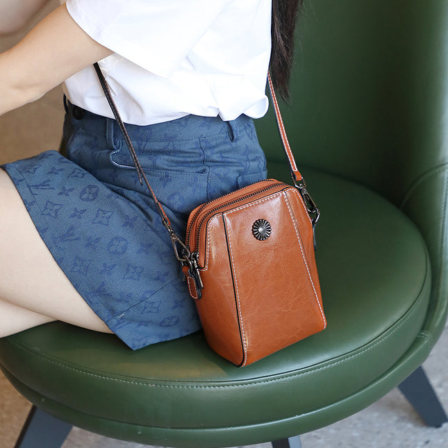 Women's Mini Crossbody Bag Genuine Leather Mobile Phone Bag 