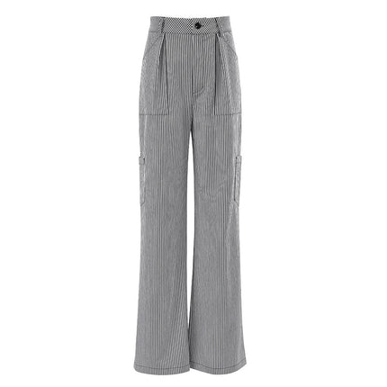 Wholesale Ladies Spring Summer Trousers Striped Loose Workwear Wide Leg Pants Casual Pants