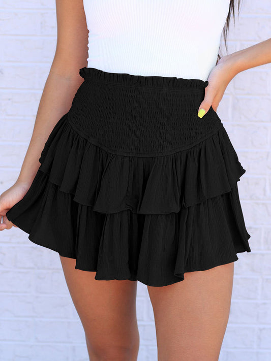 Wholesale Women's Fashion Solid Color Summer Pleated Sexy Ruffle Shorts Skirt