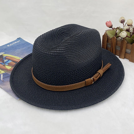 Wholesale Men's Top Hat Panama Hat Sun Protection Beach Hat Women's Summer Jazz Hat 