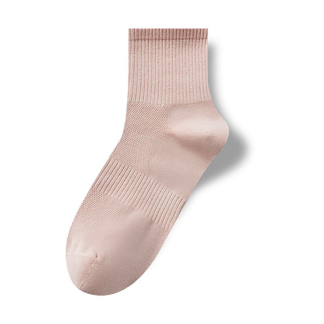 Wholesale Women's Spring Summer Solid Color Thin Mesh Cotton Mid-calf Socks